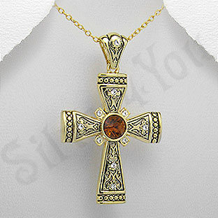 Pandantiv argint aurit cruce - PF5526