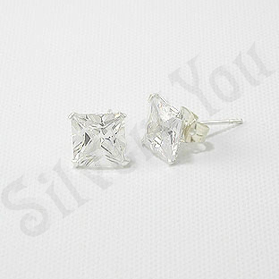 Cercei argint si zircon alb/6 mm - CT23C