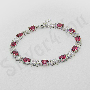 Bratara argint fluturasi albi pietre rosii zirconii - PK2394