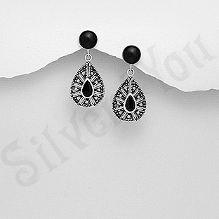 Cercei argint cu piatra neagra - AS212