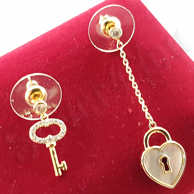 Cercei in culoarea aurului 14K zirconii albe - BN450