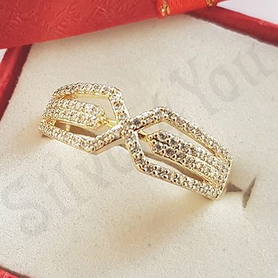 Inel in culoarea aurului 14K zirconii albe - ZS1515