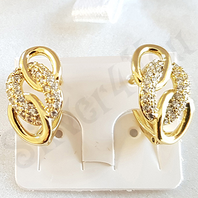 Cercei in culoarea aurului 14K zirconii albe- 1.5 cm - ZS1703