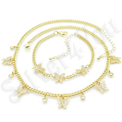 Set lant si bratara cu zirconii albe aurit cu aur de 14K - ZS1790