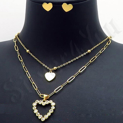 Set Cercei si Colier cu Pandantiv aurite cu aur de 14K - ZS1966