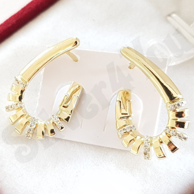 Cercei in culoarea aurului 14K zirconii albe - 2 cm - ZS2130