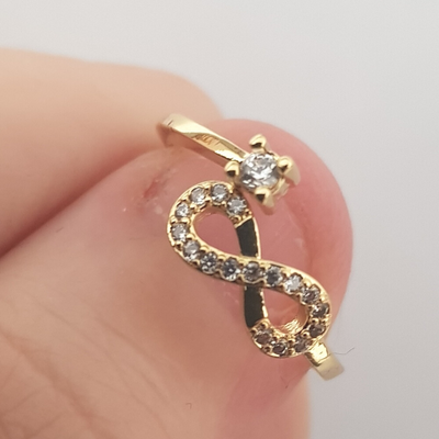 Inel in culoarea aurului 14K zirconii albe - reglabil - ZS1779