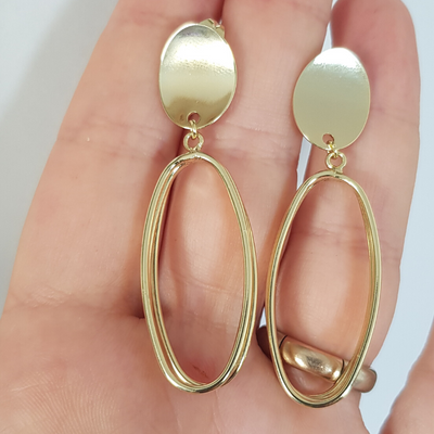 Cercei in culoarea aurului zirconii albe 14K  - 5.5 cm - ZS2461