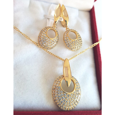 Set cercei, pandantiv si lant in culoarea aurului 14K - ZS2490