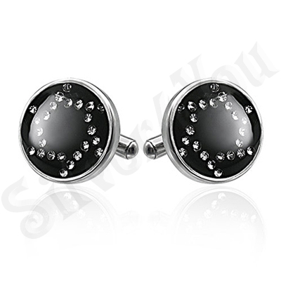 Butoni inox cu zirconii albe - BB400