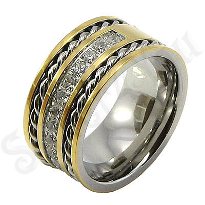 Verigheta inox aurit si zirconii albe - BR6137