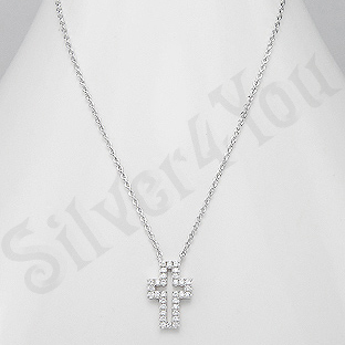 Colier argint cruce cu zirconii albe - AR151