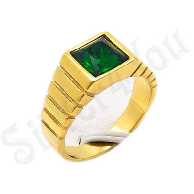 Ghiul inox aurit zirconii verzi - BN159