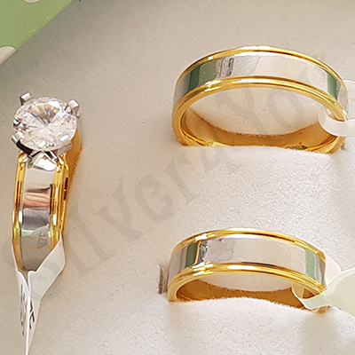 Set verighete si inel inox aurit zirconii - BR6035A