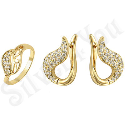 Set inel si cercei in culoarea aurului 14K - ZS612