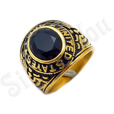 Ghiul inox aurit cu zircon negru - BN114