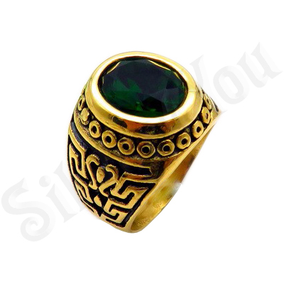Ghiul inox aurit cu piatra verde - BR643
