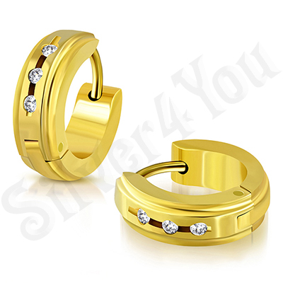 Cercei inox aurit zirconii albe - BV116