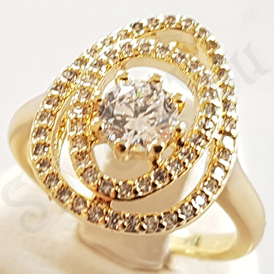 Inel in culoarea aurului 14K zirconii albe - ZS908