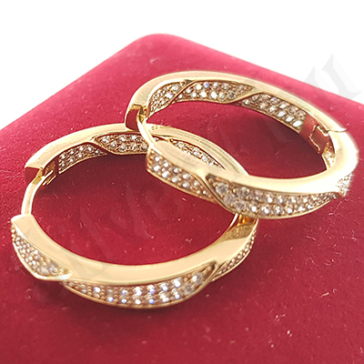 Cercei in culoarea aurului 14K zirconii albe - ZS191