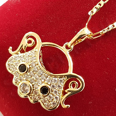 Pandantiv cu lant in culoarea aurului 14K zirconii albe - ZS1236