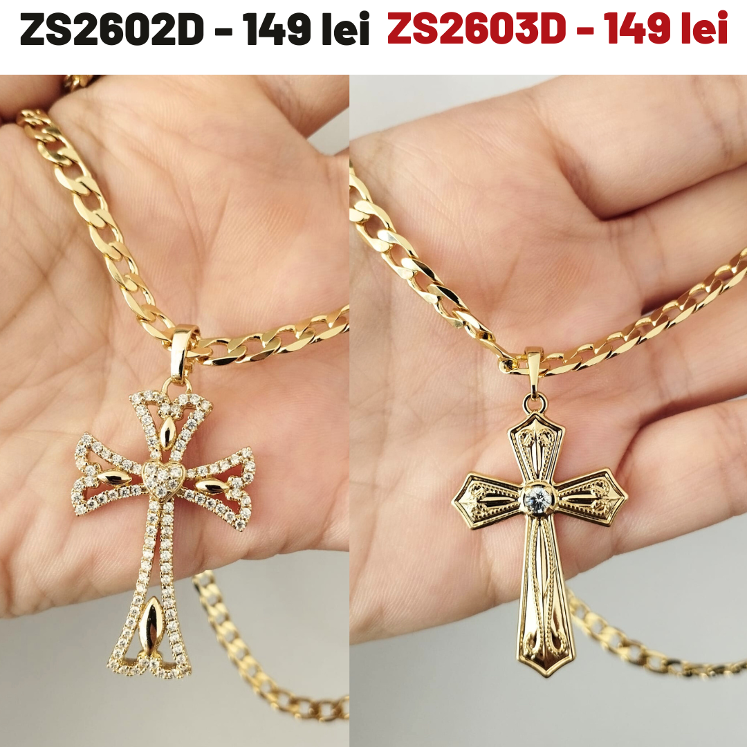 - Crucifix cu lant in culoarea aurului 14K - ZS2603D