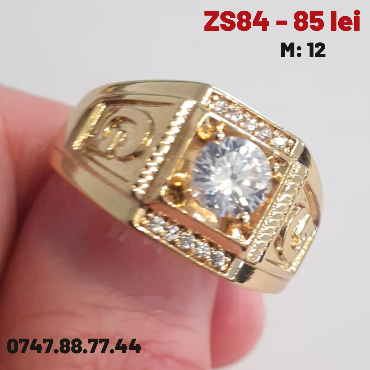 - Inel in culoarea aurului 14K zirconii albe - reglabil - ZS84