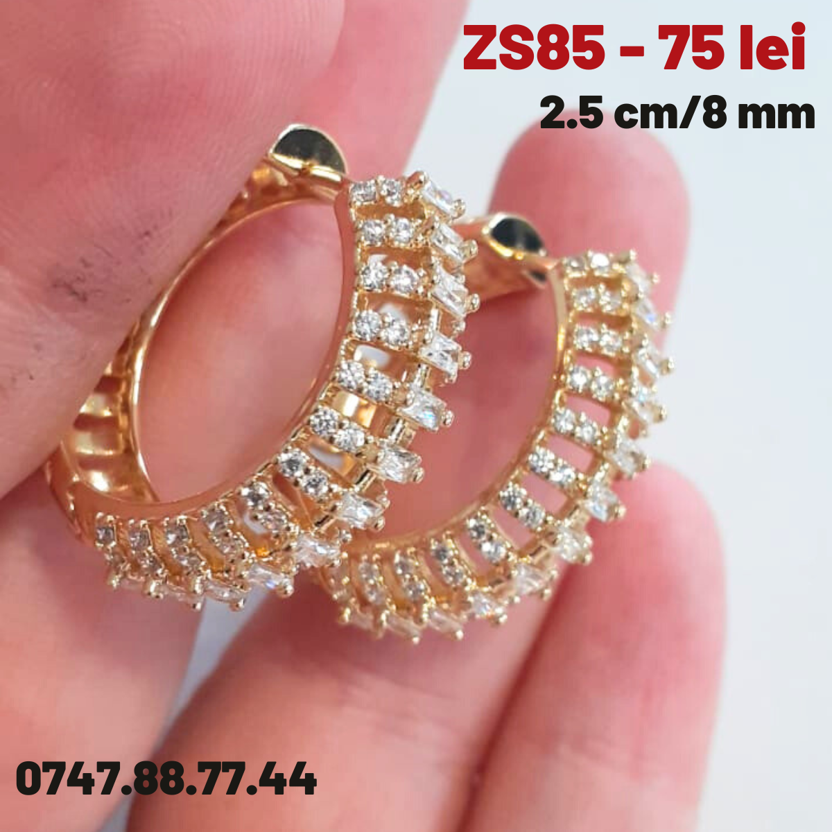- Cercei placati cu aur - 2.5 cm - ZS85