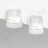- Cercei argint mici dreptunghi sidef alb - PK2496