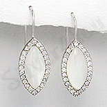 - Cercei argint ovali mici cu sidef alb si zirconi - PK1835