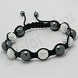 Bijuterii HANDMADE - Bratara shamballa hematite si cristale albe - PK2302