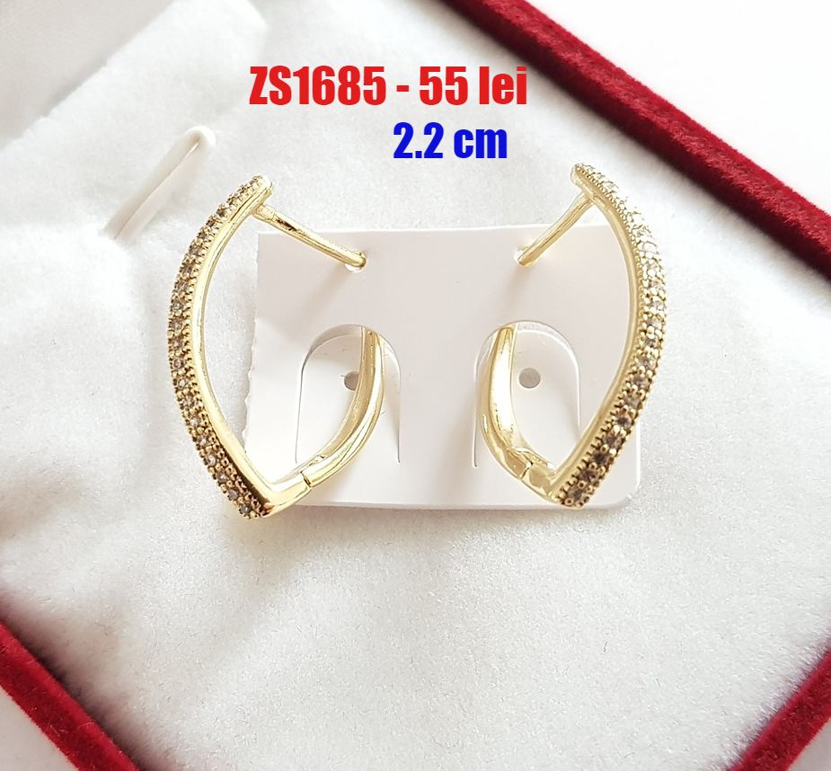 Cercei in culoarea aurului 14K zirconii albe - 2.2 cm - ZS1685