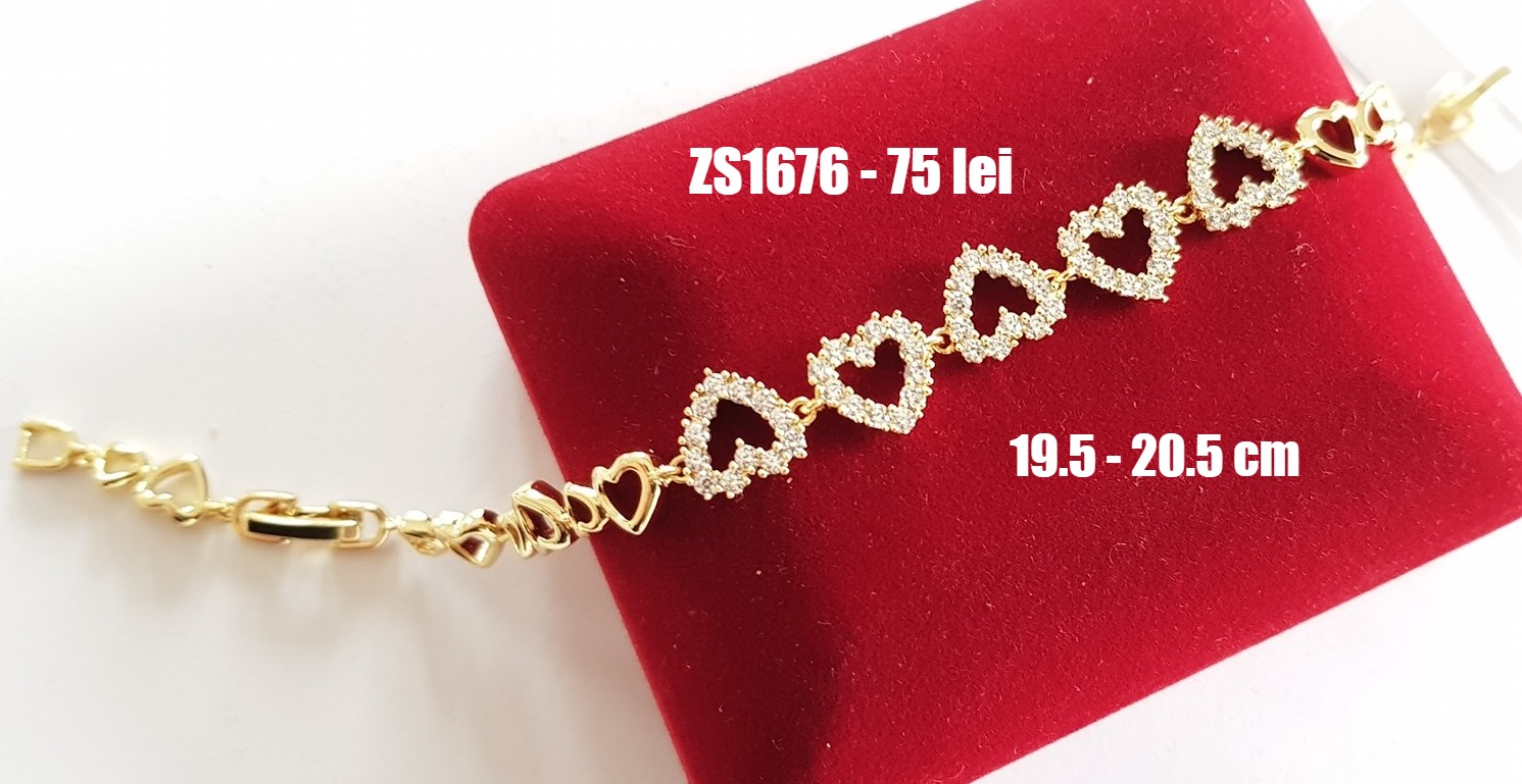 Bratara in culoarea aurului 14K zirconii albe - 19.5 -20.5 cm - ZS1676