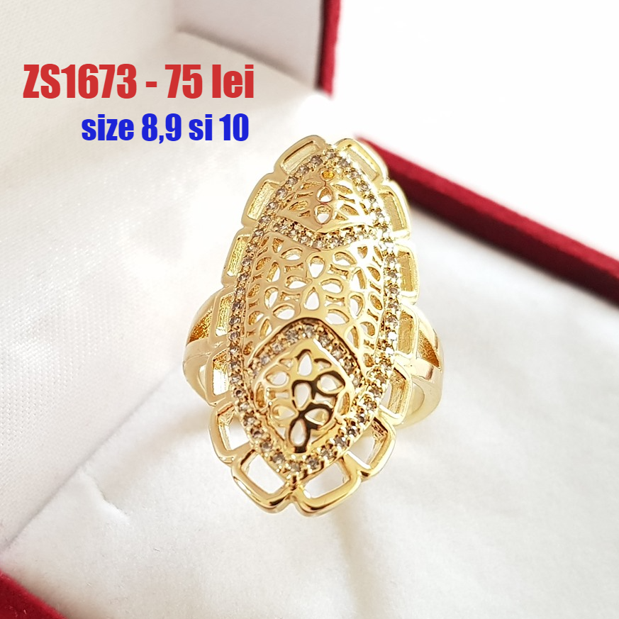Inel in culoarea aurului 14K zirconii albe - ZS1673