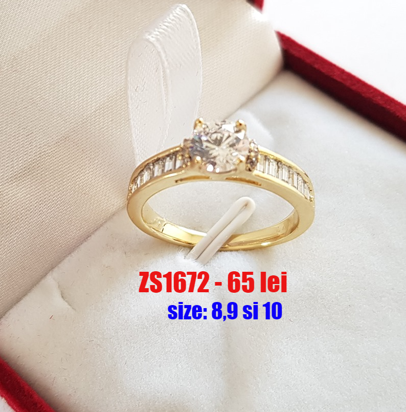 - Inel in culoarea aurului 14K zirconii albe - ZS1672