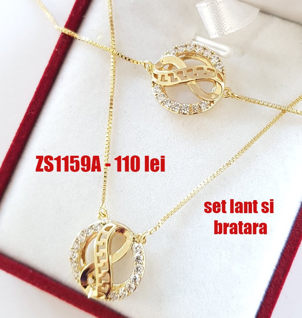 - Set lant si bratara in culoarea aurului 14K zirconii albe - ZS1159A