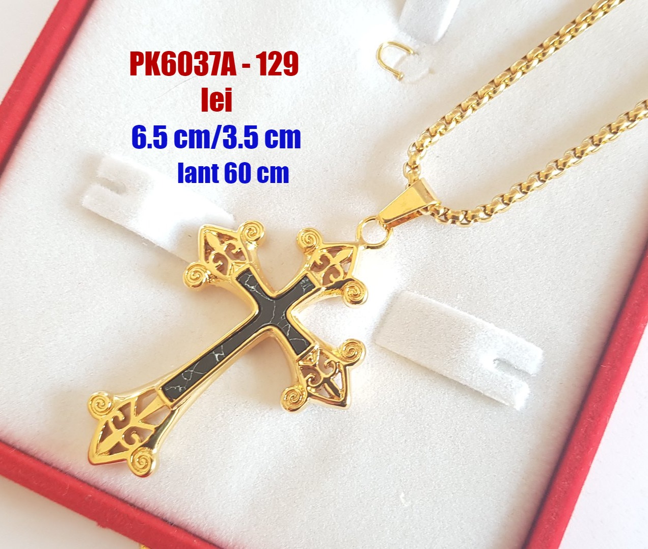 - Cruce inox aurit floare de crin - PK6037A