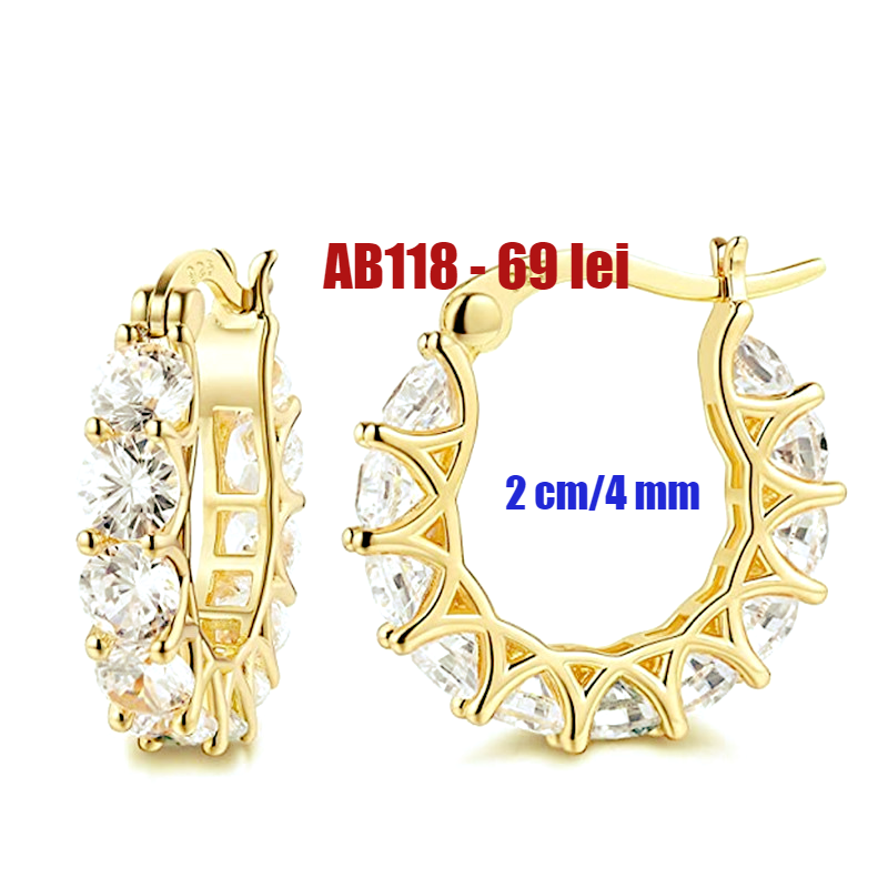 Cercei placati cu aur de 14K - 2 cm - AB118