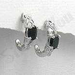 - Cercei argint safir negru zircon alb mici - PK1913