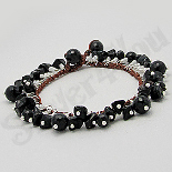 Bijuterii HANDMADE - Bratara fantezie onix negru siret maro - PK2206