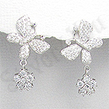 Bijuterii argint de mireasa - Cercei argint fluture aspect aur alb zirconii mici albe - PK2382