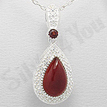 Set argint si carnelian - Pandantiv argint granat carnelian lacrima - PK1985