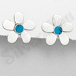 Bijuterii Argint - Cercei argint floare turcuaz bleu - PK1905