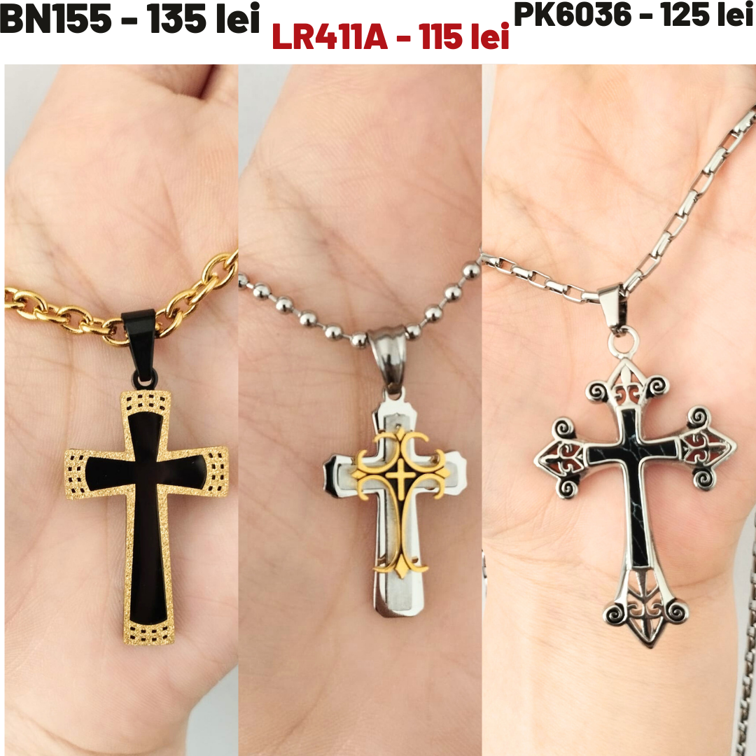 - Lant si crucifix inox aurit - BN155D