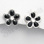 Bijuterii Argint - Cercei argint floare petale negre - PK1929