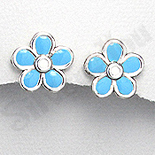 - Cercei argint floare petale bleu - PK1930