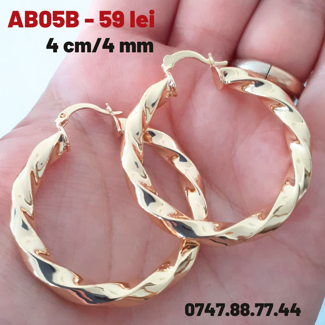 - Cercei auriti cu aur de 18K - 4 cm - AB05B