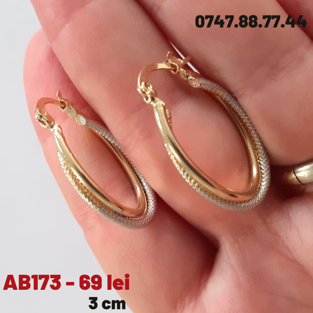 - Cercei auriti cu aur de 14K - 3 cm - AB173