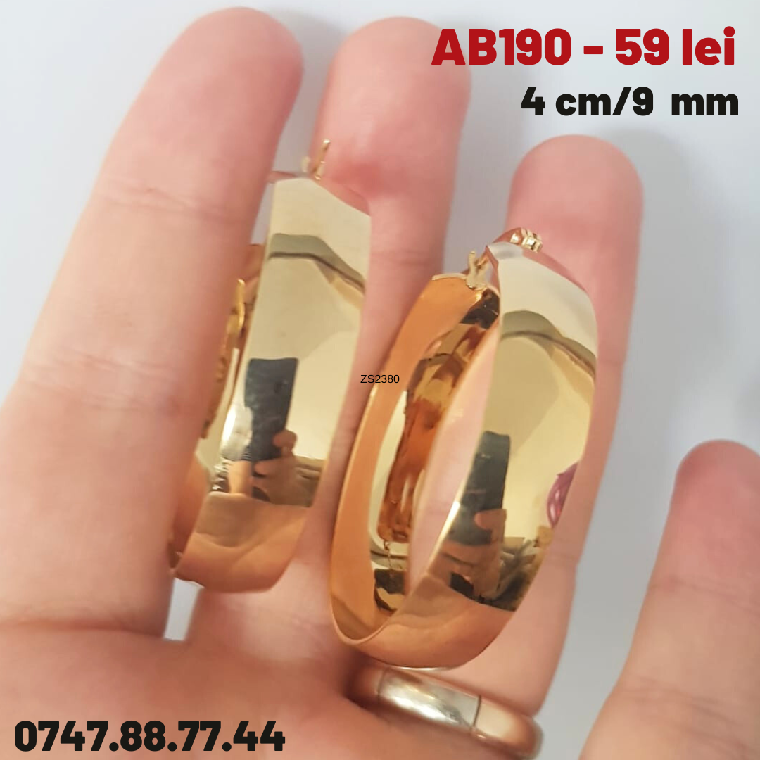 - Cercei auriti cu aur de 14K - 4 cm - AB190