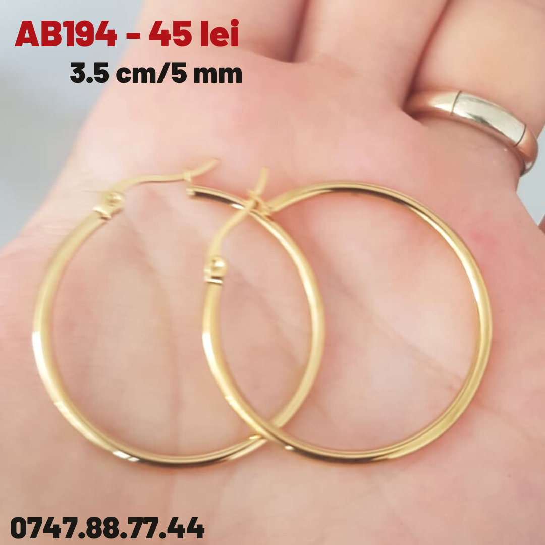 - Cercei auriti cu aur de 14K - 3.5 cm - AB194